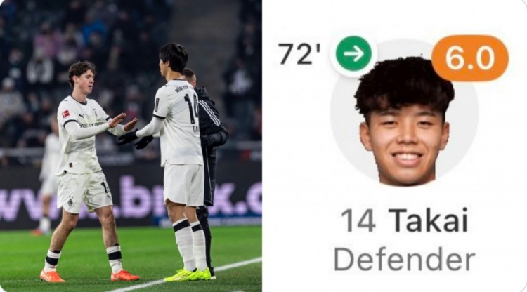 时隔 191 天！日本后卫高井幸大迎门兴生涯首秀，球队 4-0 大胜奥格斯堡